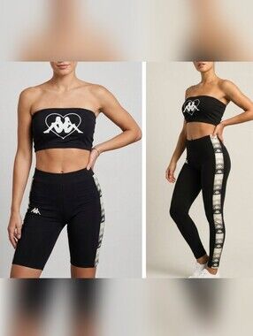 Streetwear Kappa 222 Banda Leo 3 Piece Matching Set Bike Shorts Leggings Bandeau